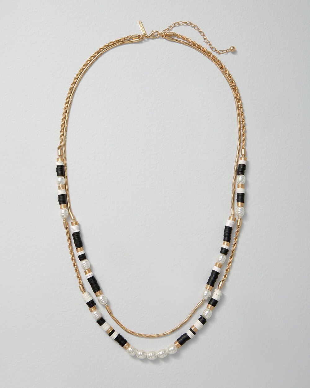 Black + White Two-Strand Long Necklace