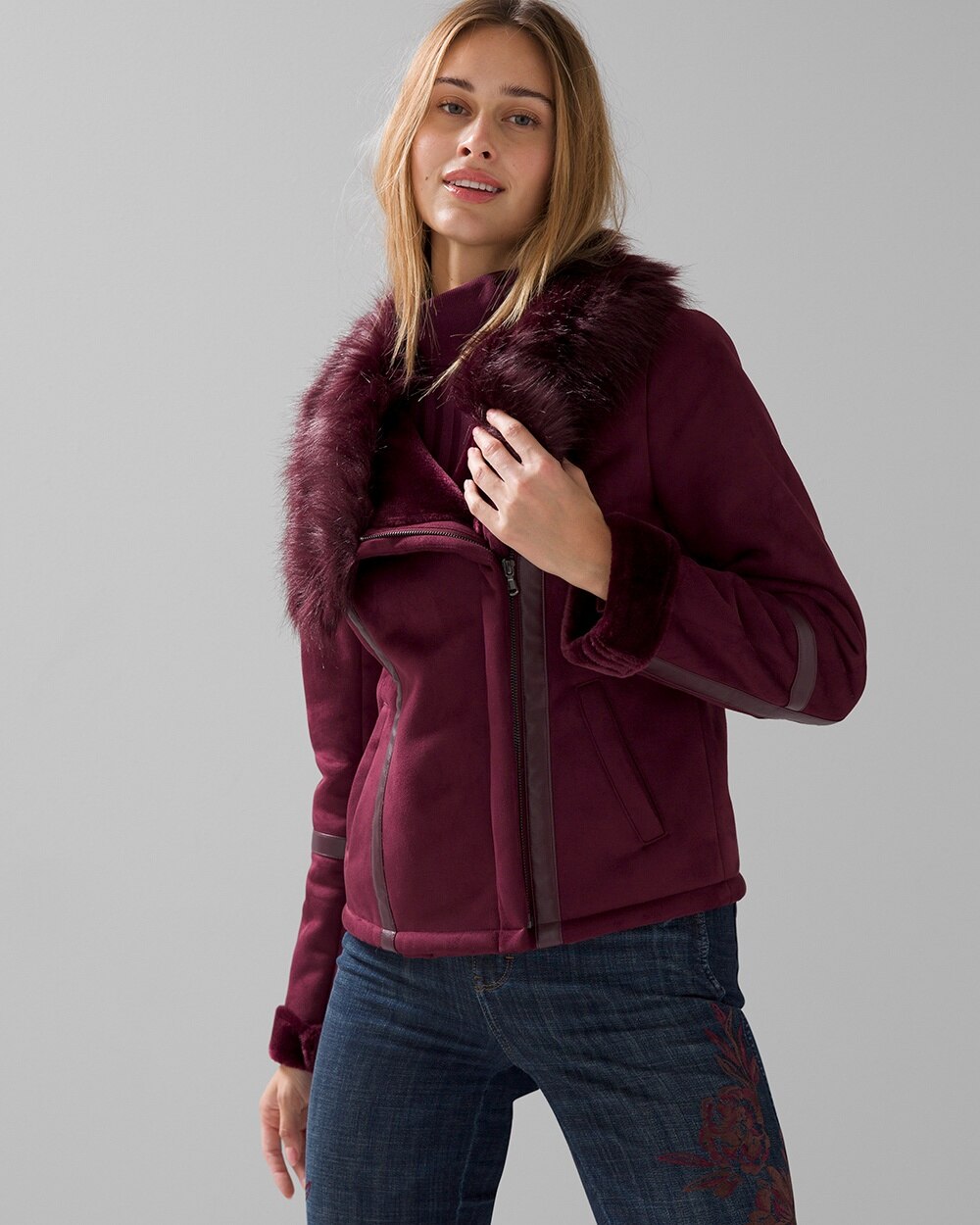 Faux Shearling Motorcycle Jacket video preview image, click to start video