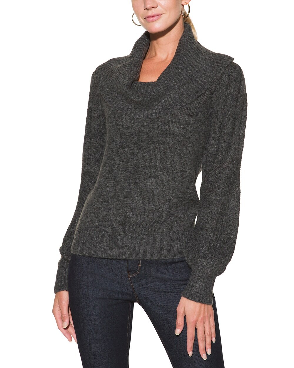 Outlet WHBM Cable-Sleeve Cowl-Neck Pullover