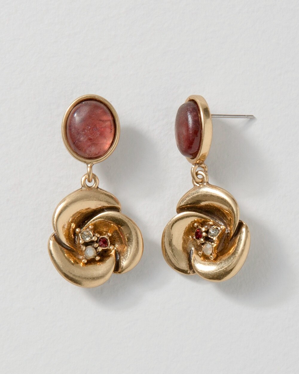 Antique Goldtone Flower Earrings