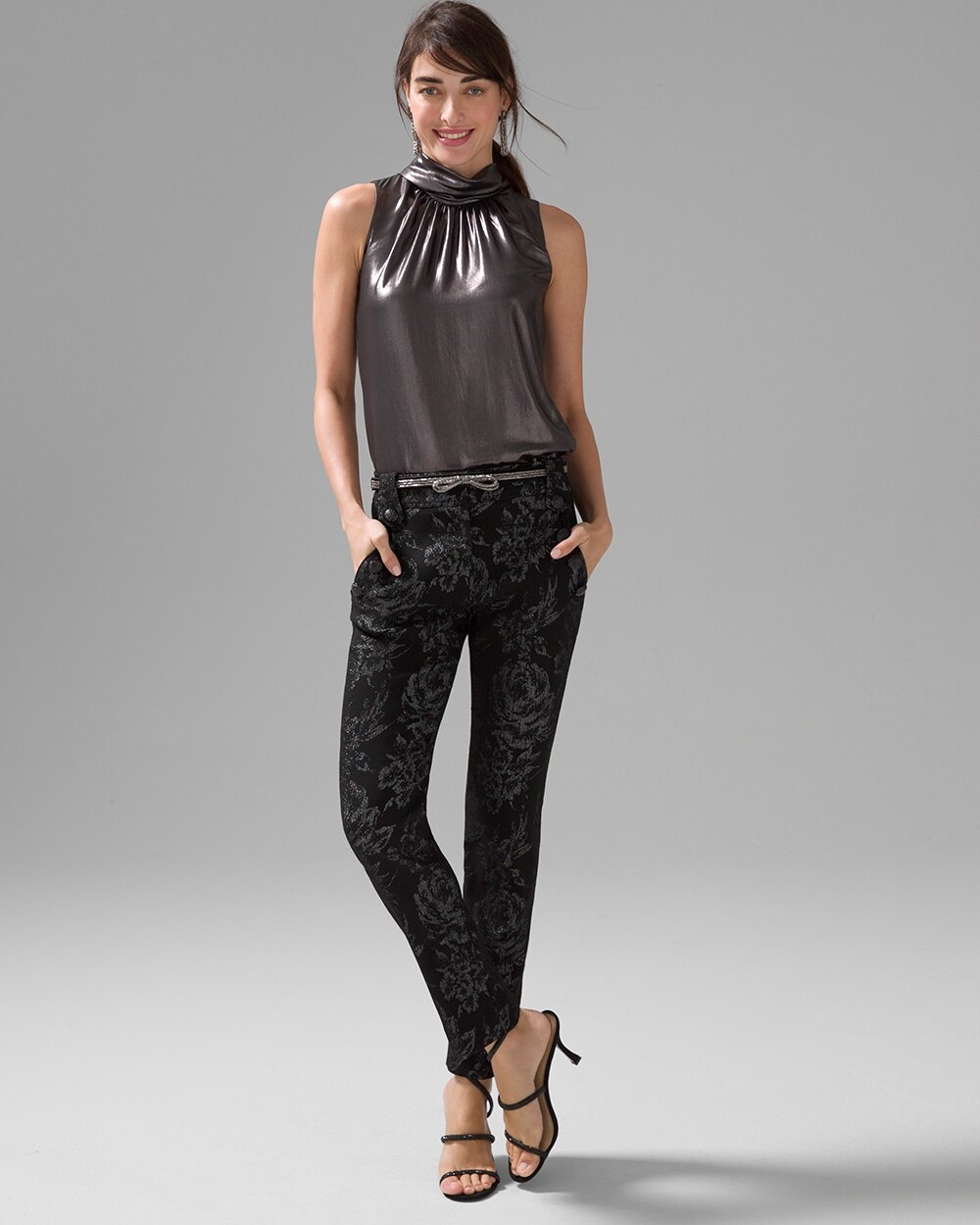 WHBM\u00AE Jolie Button Straight Lux Stretch Pant video preview image, click to start video