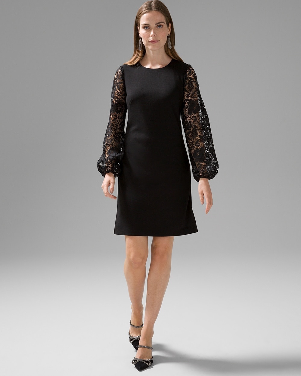 Lace Sleeve Shift Dress video preview image, click to start video