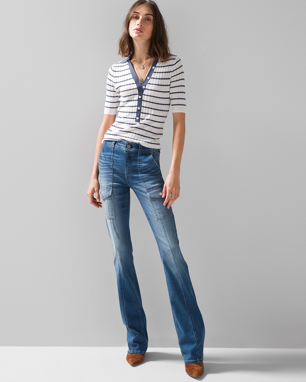 High-Rise Everyday Soft Denim\u2122 Cargo Skinny Flare Jeans