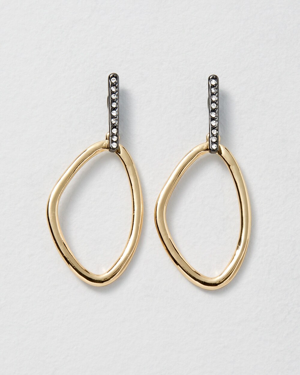 Goldtone & Hematite Abstract Hoop Earrings