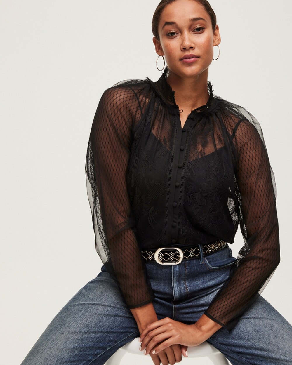 Tulle Mixed Lace Blouse