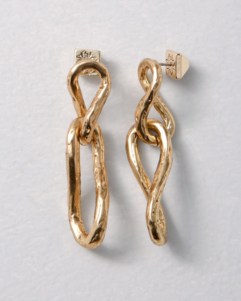 Goldtone Link Linear Earrings