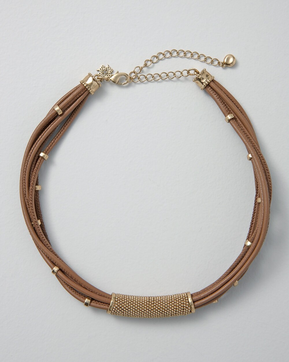 Goldtone Leather Collar Necklace
