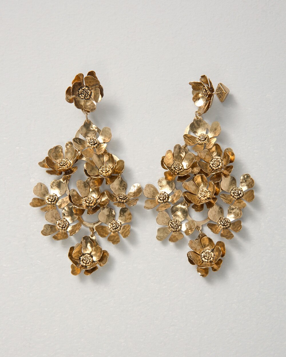 Goldtone Floral Statement Earrings