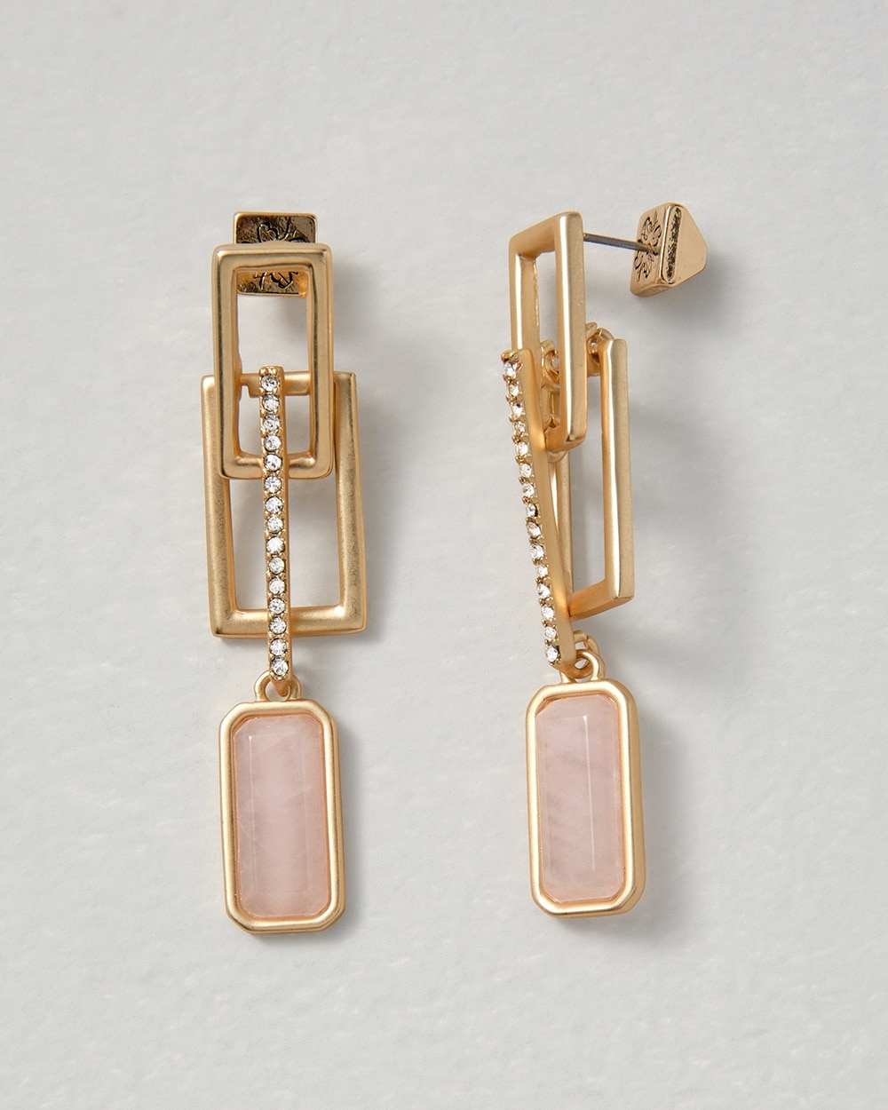 Goldtone Rose Quartz Drop Earrings