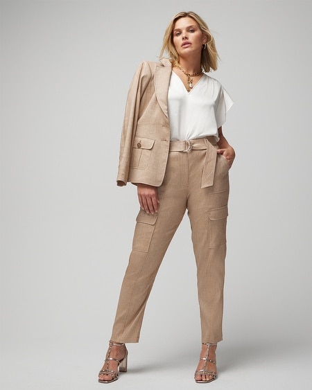 Curvy Linen Belted Utility Pant