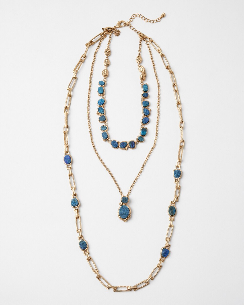 Goldtone and Blue Convertible Necklace