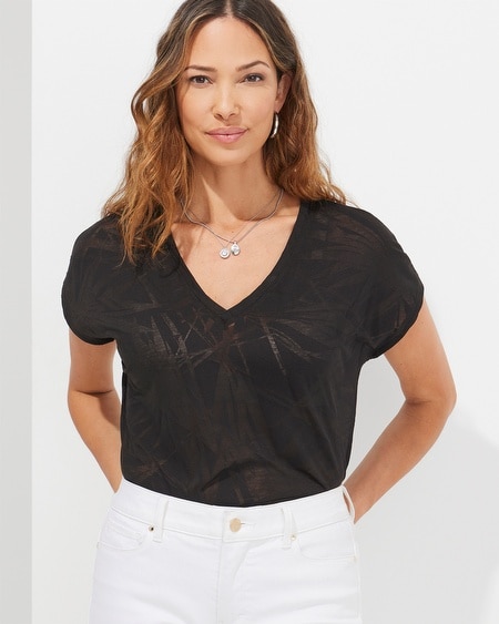 Outlet WHBM Burnout Double V-Neck Tee
