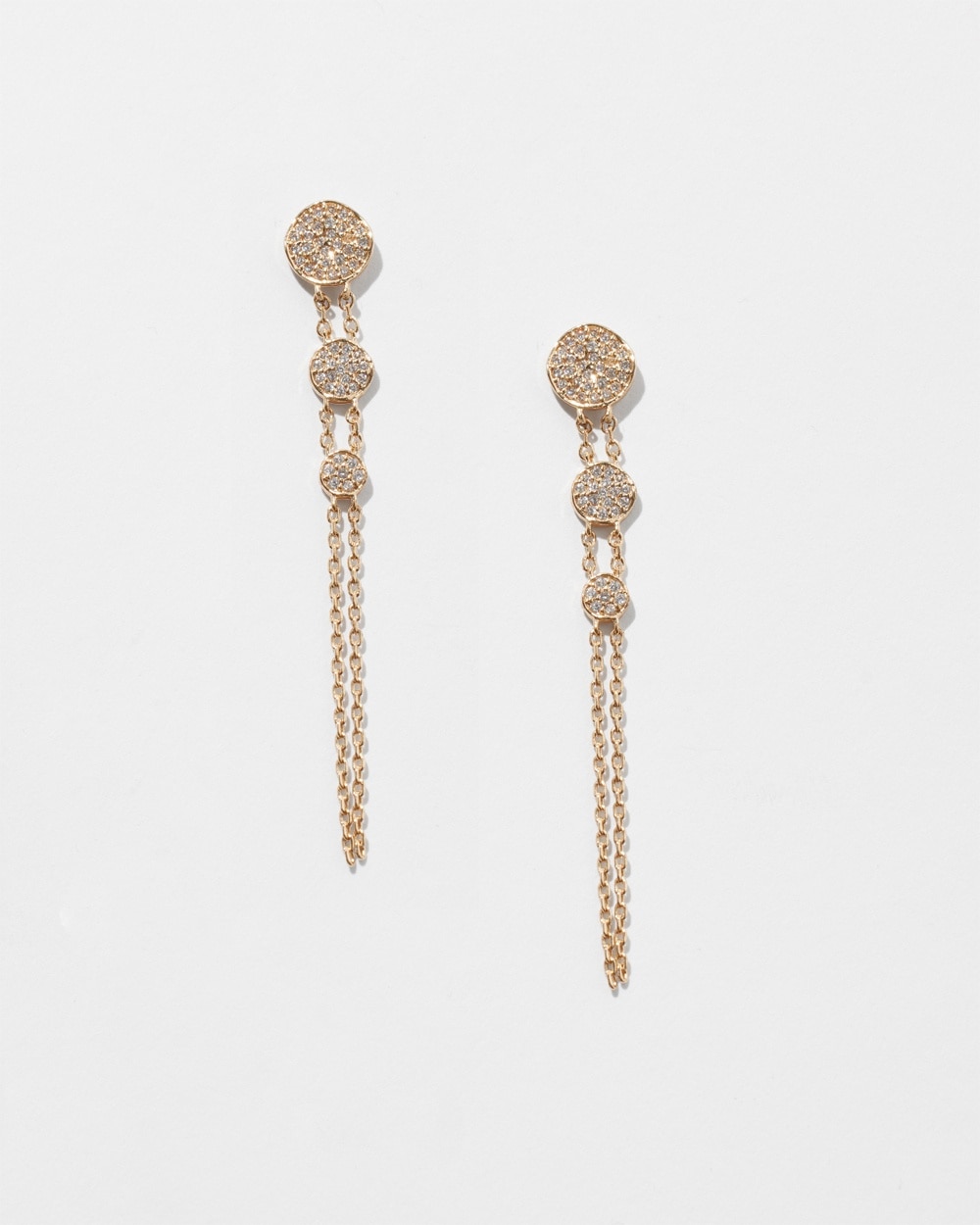 White House Black Market Gold Pave Linear Chain Earrings |