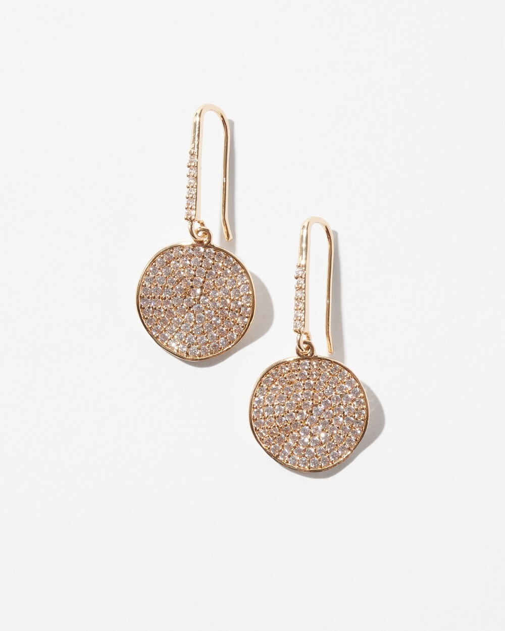 White House Black Market Gold Pave Disc Drop Earrings |