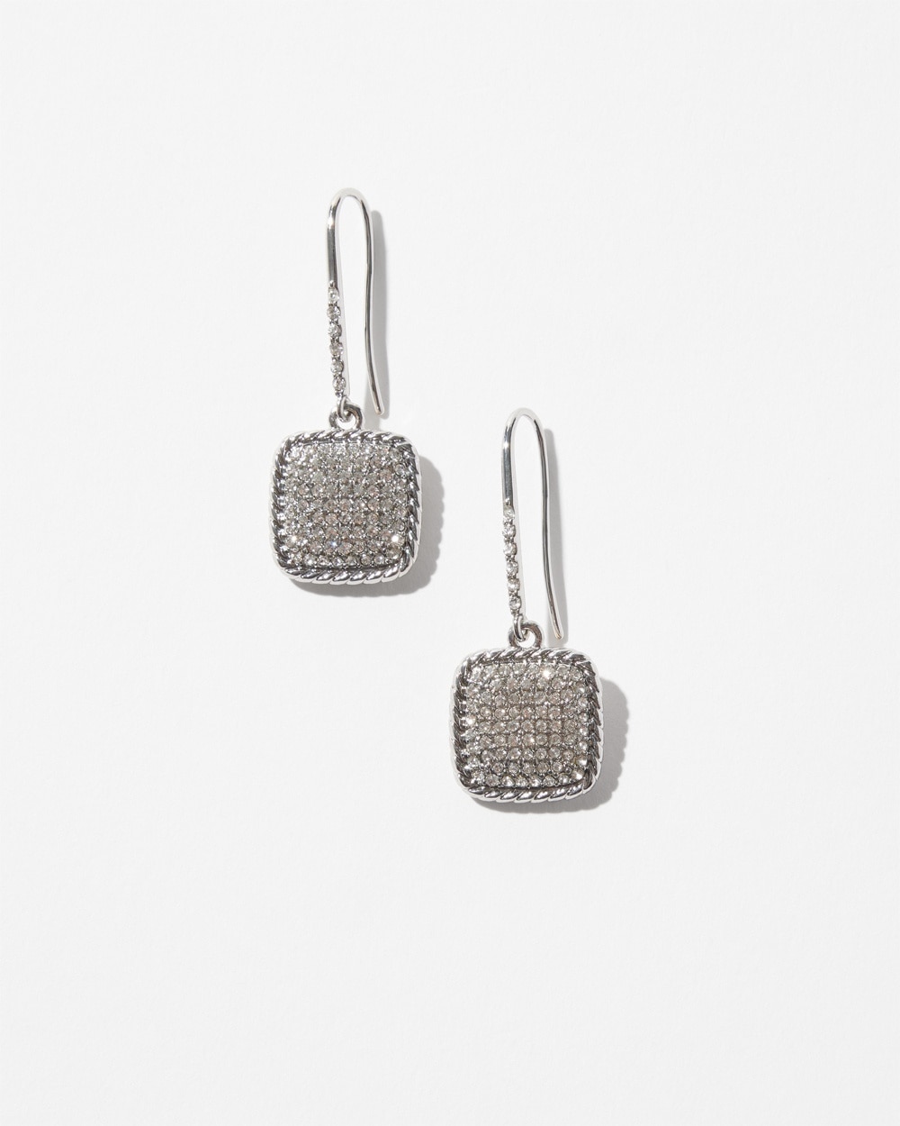 White House Black Market Silver Pave Square Earrings |