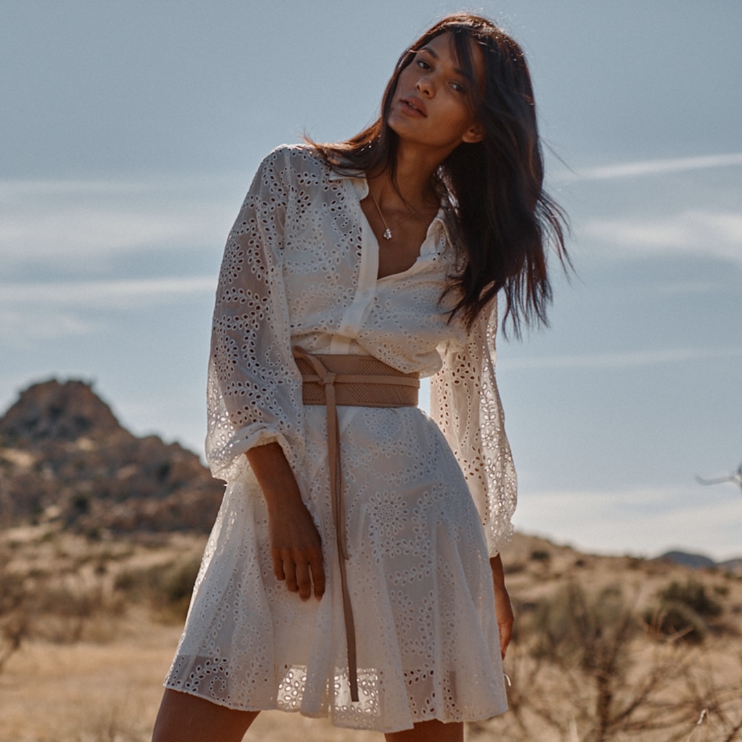 Dresses at black and top white store