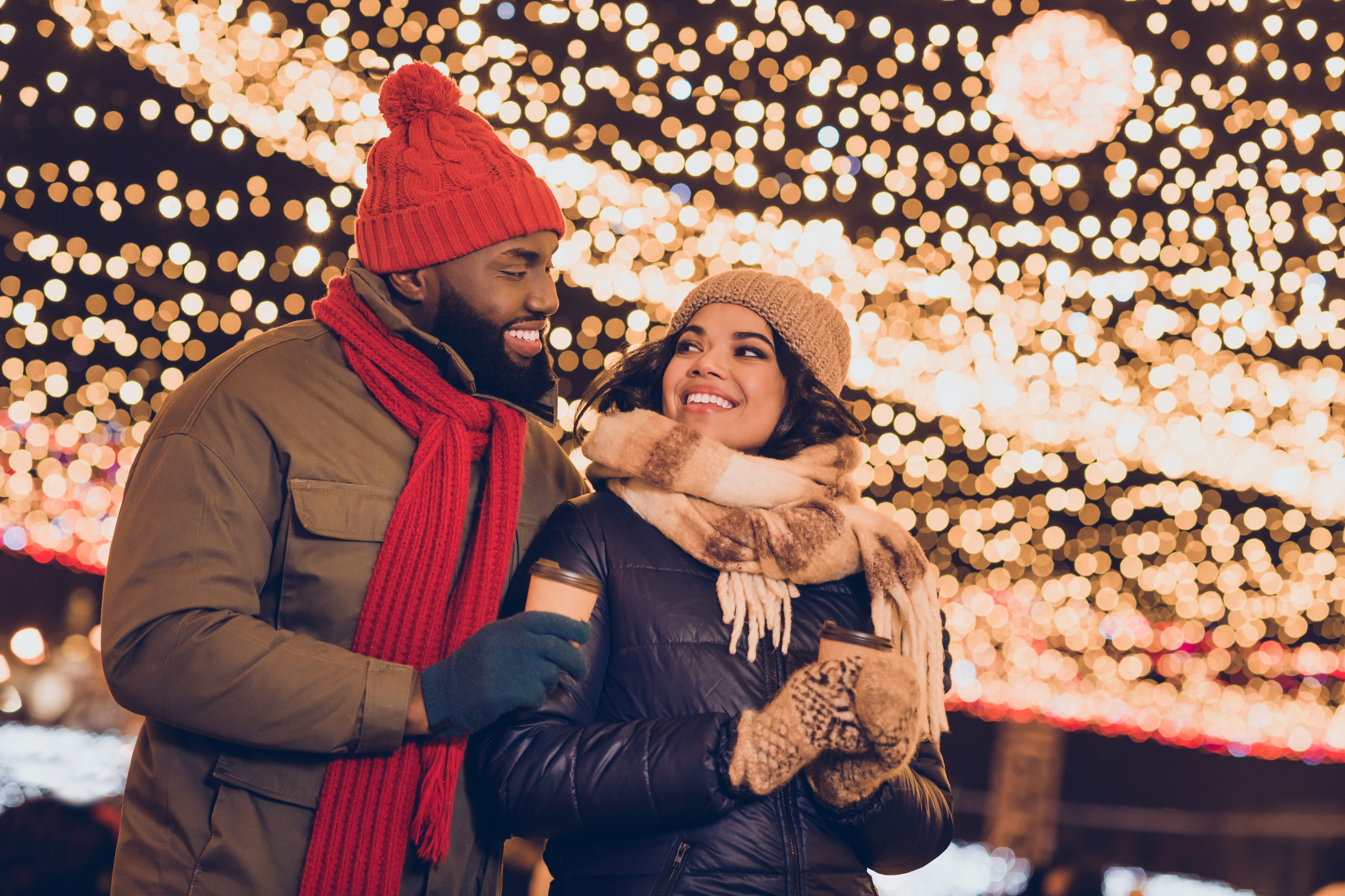 man and woman on a winter date