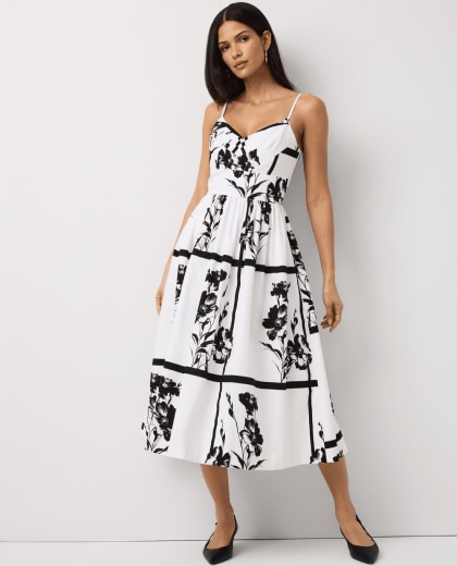 white dress with black florals