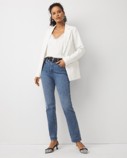 white shirt and white blazer