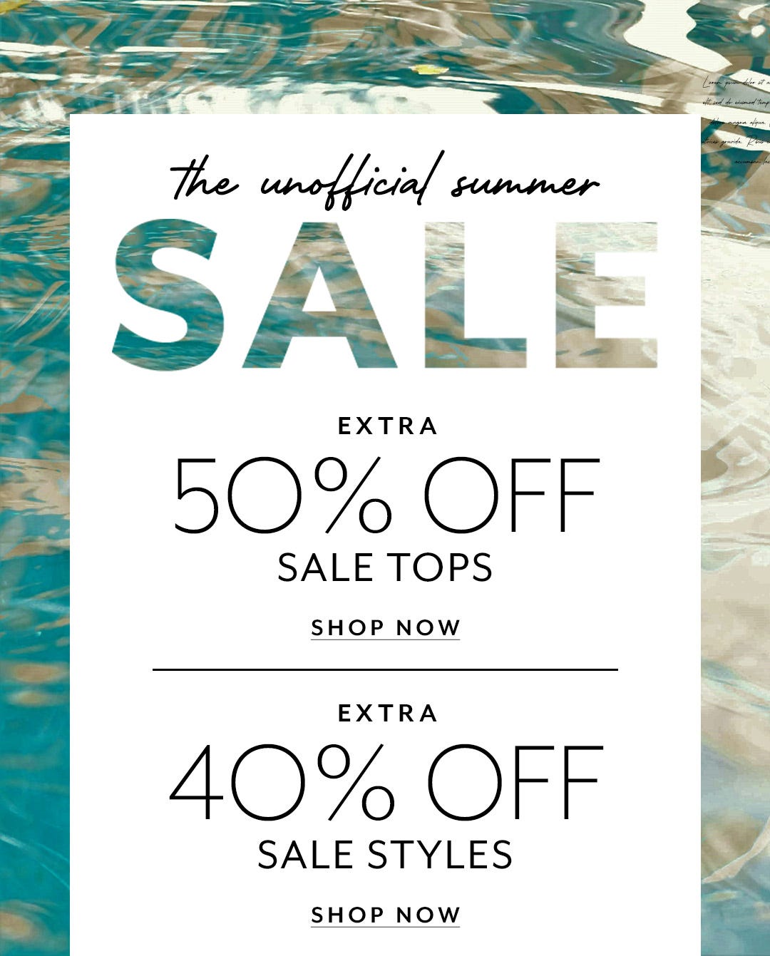 Extra 50% Off Sale Tops and Extra 40% Off Sale Styles