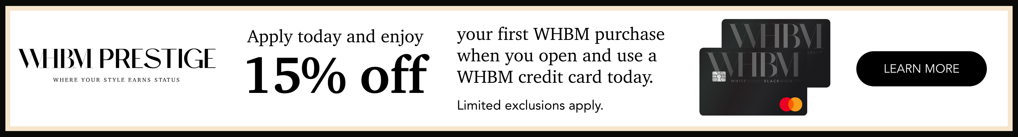 15% Off Prestige WHBM