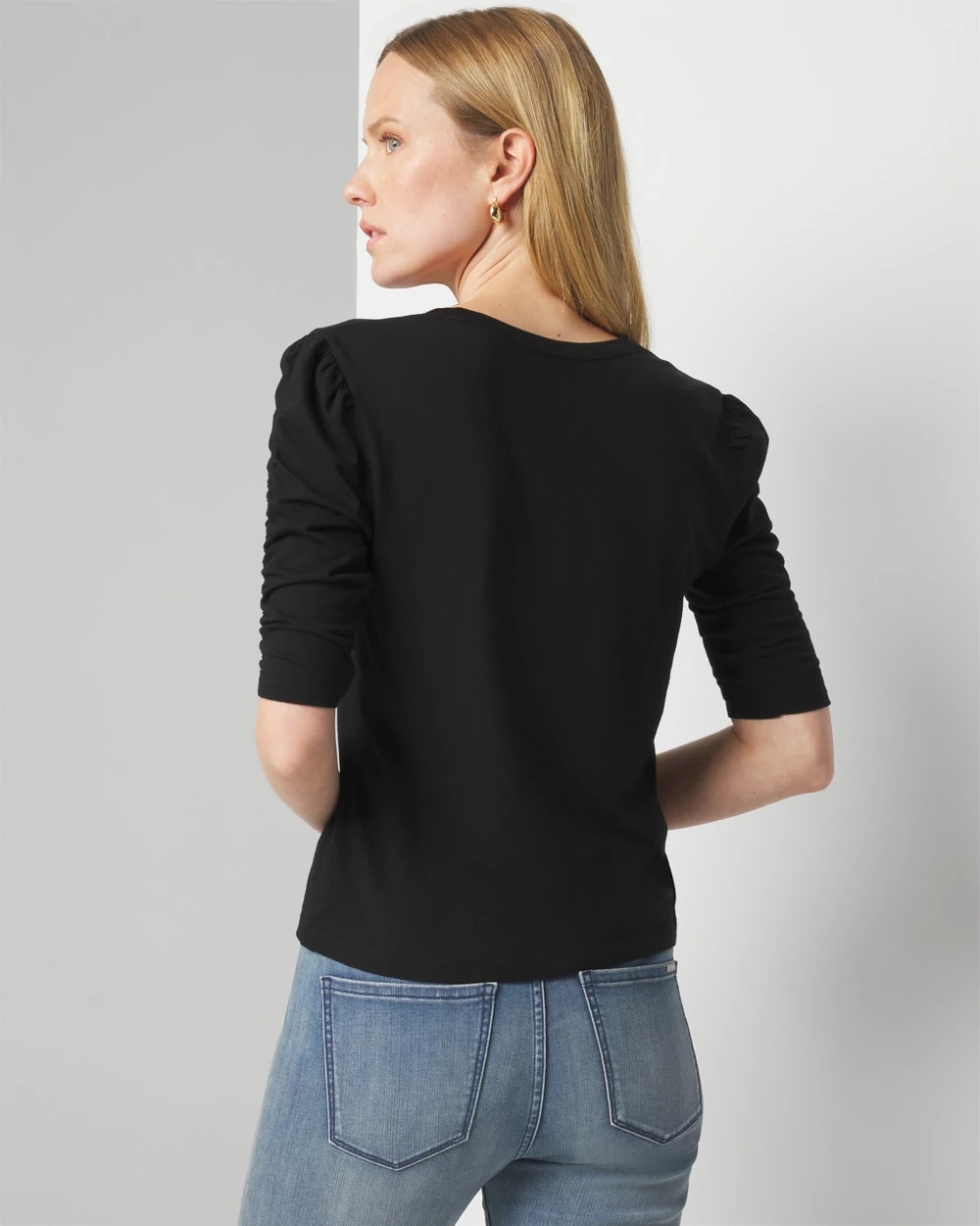 Cotton Modal Ruched Sleeve Tee