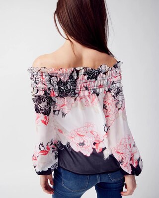 Long-Sleeve Off the Shoulder Ruffle Blouse