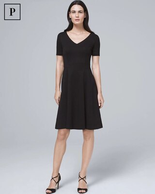 Petite Polished Knit Fit-and-Flare Dress