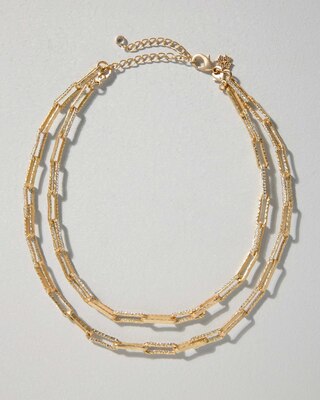 Convertible Goldtone Pavé Link Necklace click to view larger image.