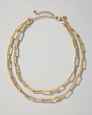 Convertible Goldtone Pavé Link Necklace