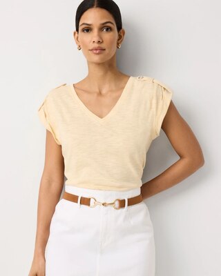 V-Neck Tee with Epaulets