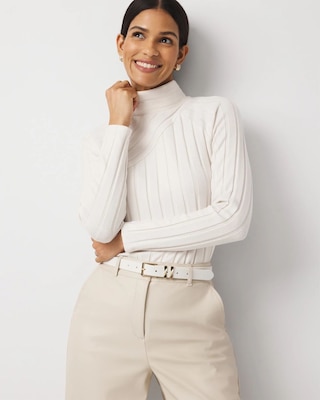 Ribbed Funnel Neck Top