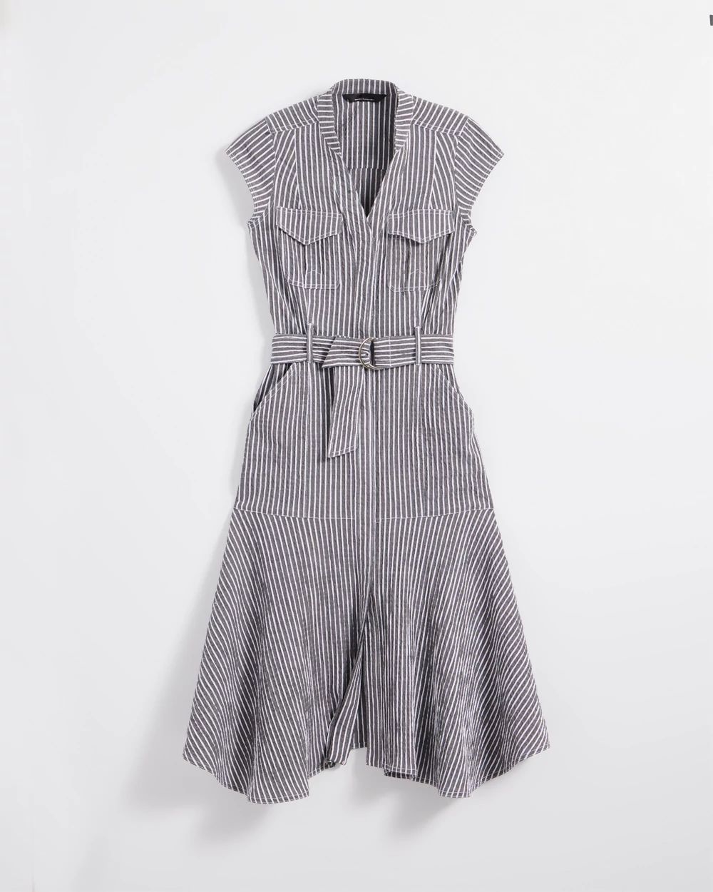 Seersucker Utility Midi Dress