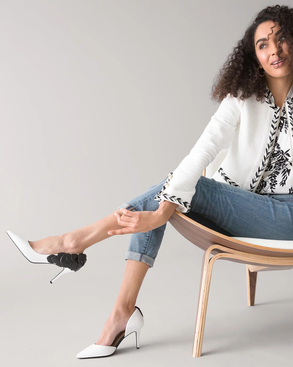 Floral Mid Heel Pump