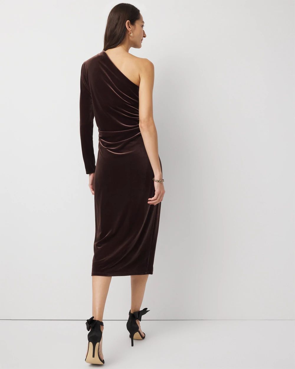 Petite One-Shoulder Velvet Bodycon Dress