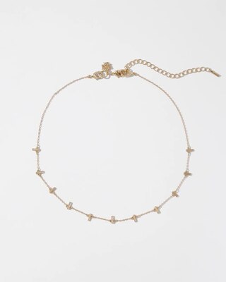 Gold Crystal Multi-Bar Multi-Strand Necklace