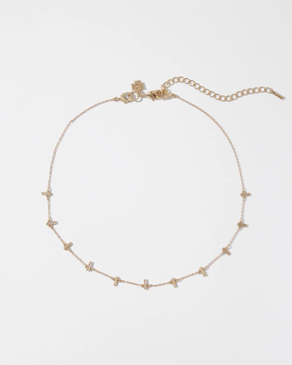 Gold Crystal Multi-Bar Multi-Strand Necklace