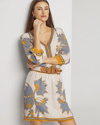 ¾ Sleeve Smocked Waist Dress