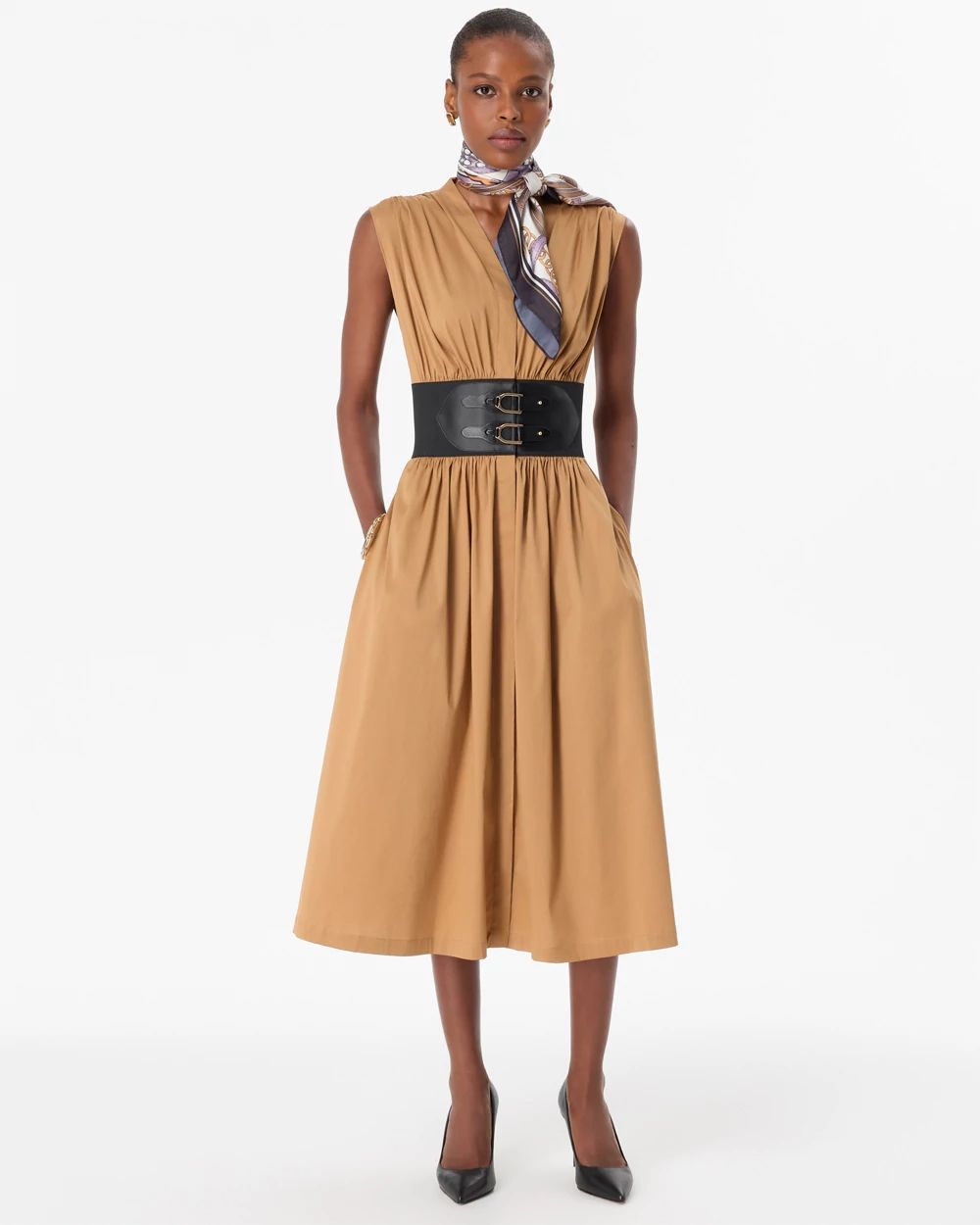 Belted Midi Dress click to view larger image.