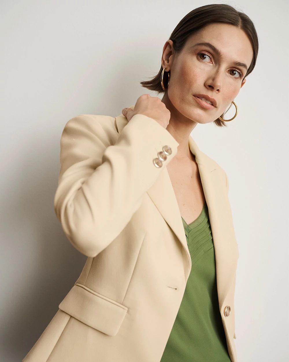 Cropped Double Button Blazer