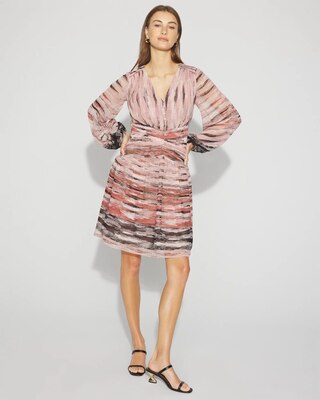 Petite V-Neck Printed Mini Dress