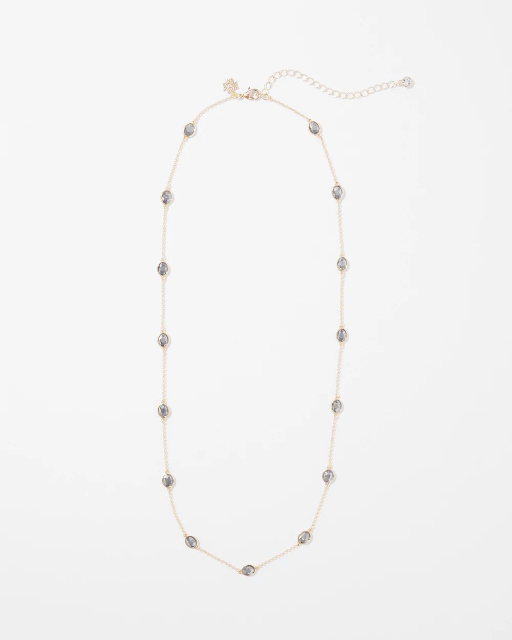 Gold + Hematite Crystal Long Necklace