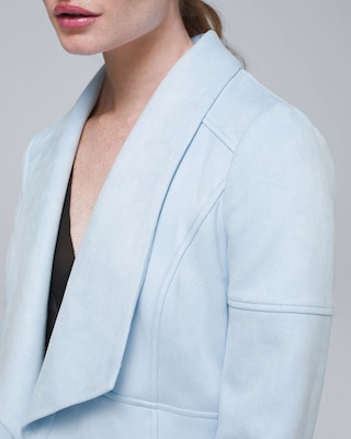 Petite Faux-Suede Drape Front Jacket