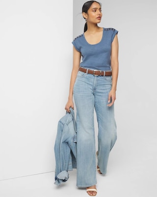 Lace-Up Shoulder Scoop Tee