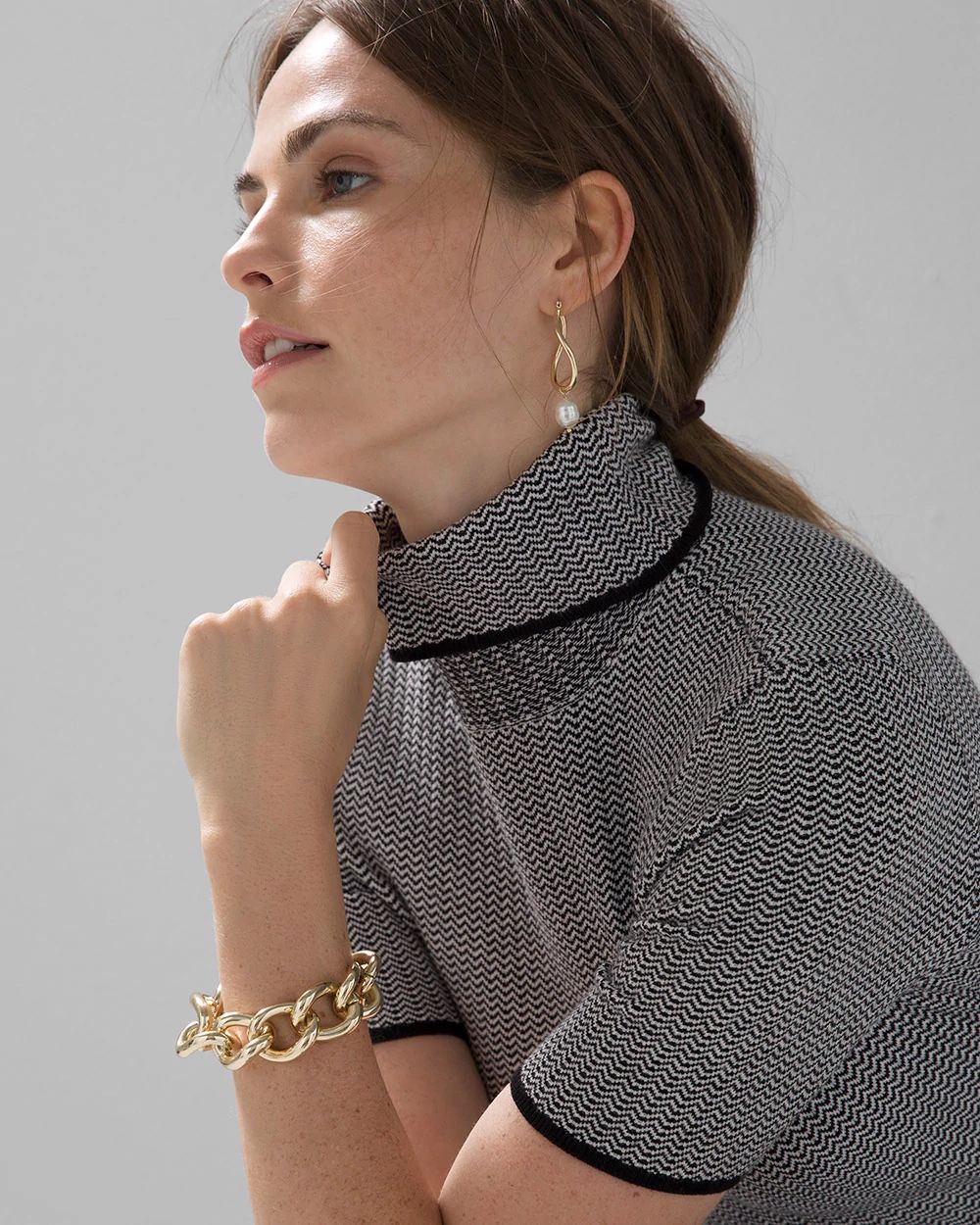 Elbow Sleeve Turtleneck Sweater