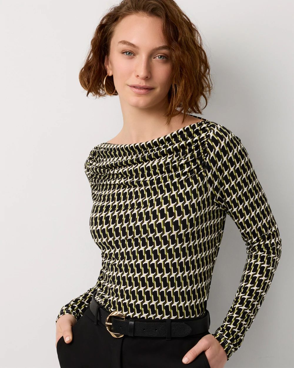 Cowl Neck Long Sleeve Top
