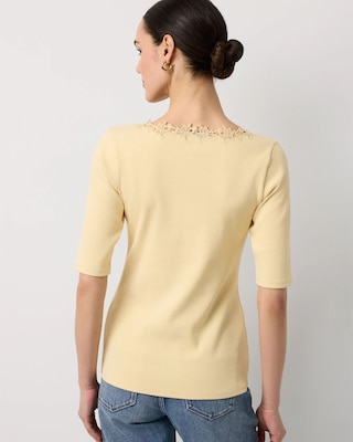 WHBM FORME™ Lace Trim V-neck Tee click to view larger image.