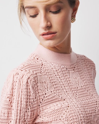 Mock Neck Pointelle Sweater click to view larger image.