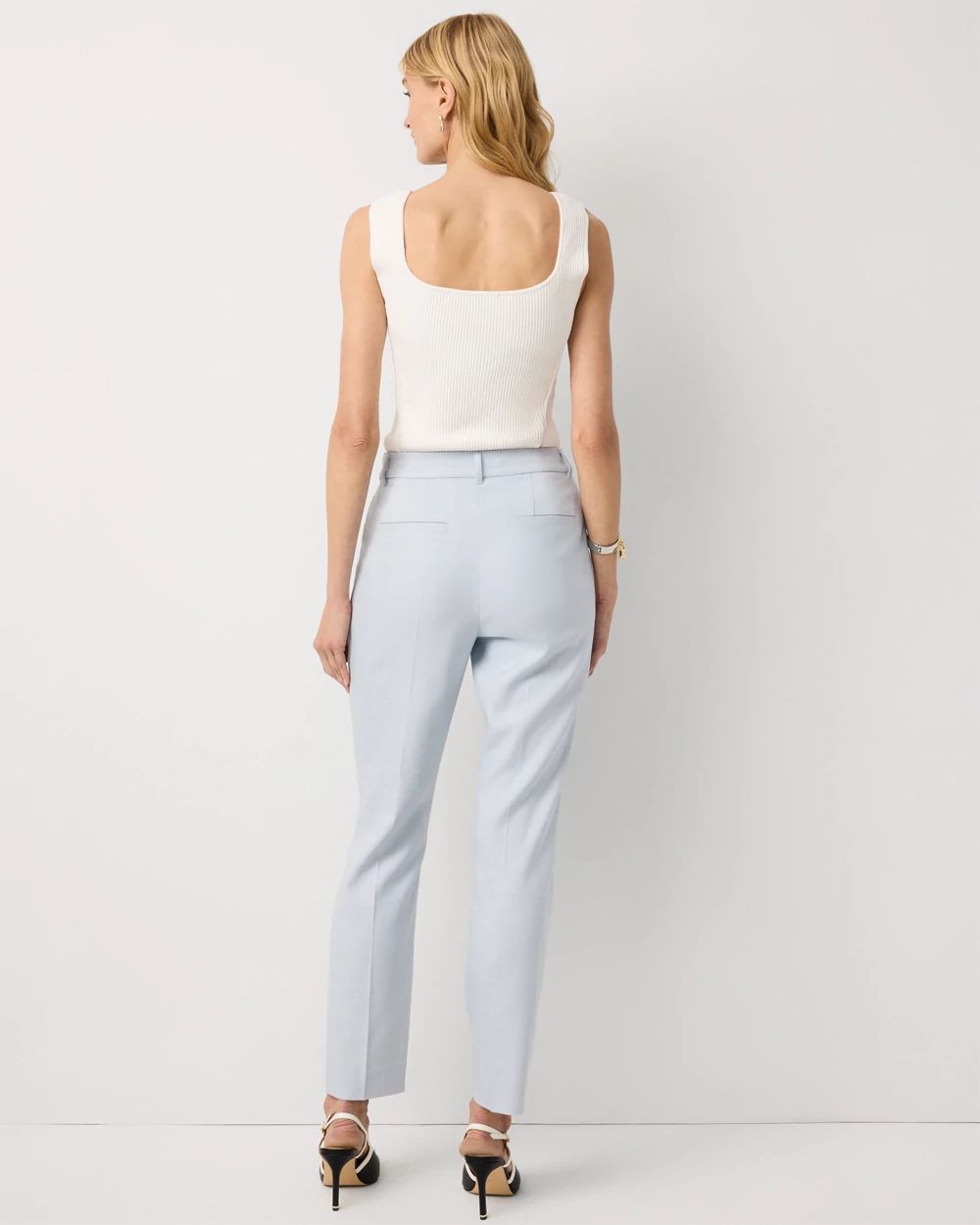 Petite Crosshatch Elle Slim Ankle Pant