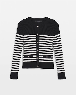Striped Ribbed Cardigan click to view larger image.